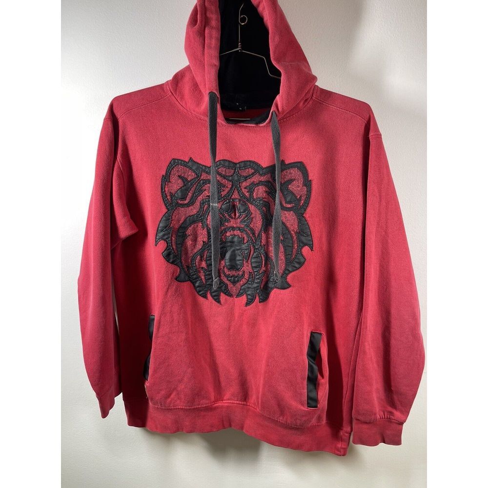 Imperious Hoodie‎ Beast Mode Streetwear Faux Leather Accents Size M Red Pockets